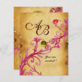 Invitation BÉRIES MAGIQUES MONOGRAM Parchemin Jaune Topaz (Devant / Derrière)