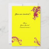 Invitation BÉRIES MAGIQUES, MONOGRAMME jaune rouge (Dos)