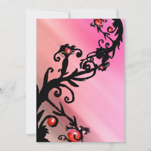 Invitation BÉRIES MAGIQUES, soie blanche rouge