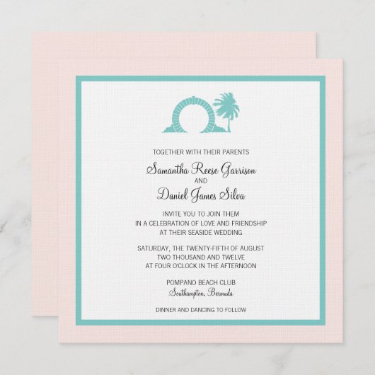 Invitation Bermudes Moongate Mariage Destination (Devant / Derrière)