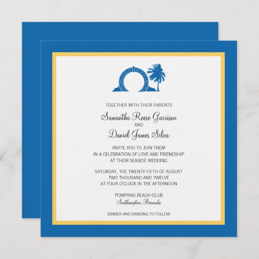 Invitation Bermudes Moongate Mariage Destination (Devant / Derrière)