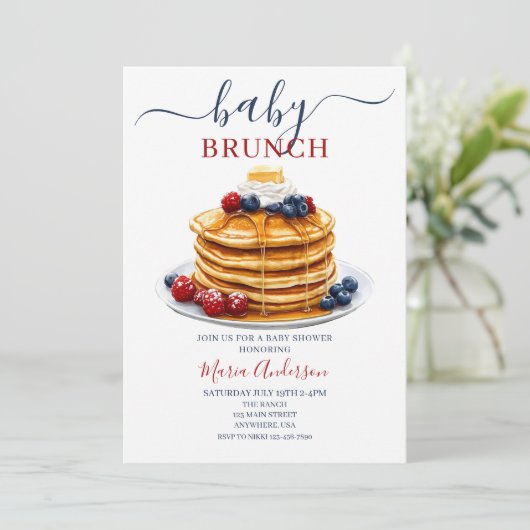 Invitation Berries Baby shower de Brunch pour bébés (Debout devant)