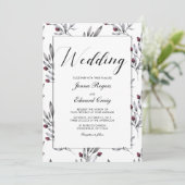 Invitation Berries botaniques et Mariage de dentelle (Debout devant)