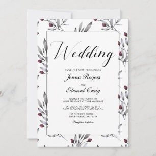Invitation Berries botaniques et Mariage de dentelle