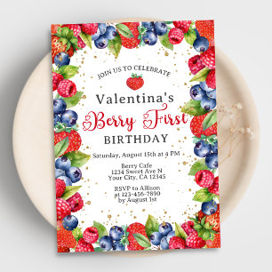 Invitation Berries colorées Filles Berry Premier 1er annivers
