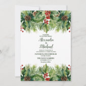 Invitation Berries de Noël et Mariage de pin (Devant)