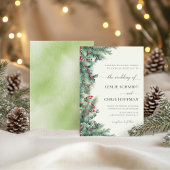 Invitation Berries d'hiver et Pine Aquarelle Mariage de verdu