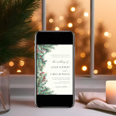 Invitation Berries d'hiver et Pine Aquarelle Mariage de verdu