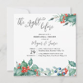 Invitation Berries d'hiver Holly Nuit avant le dîner de répét (Devant)