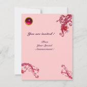 INVITATION BERRIES EN MAGIE ROSE ROUGE, MONOGRAMME EN PIERRE  (Dos)