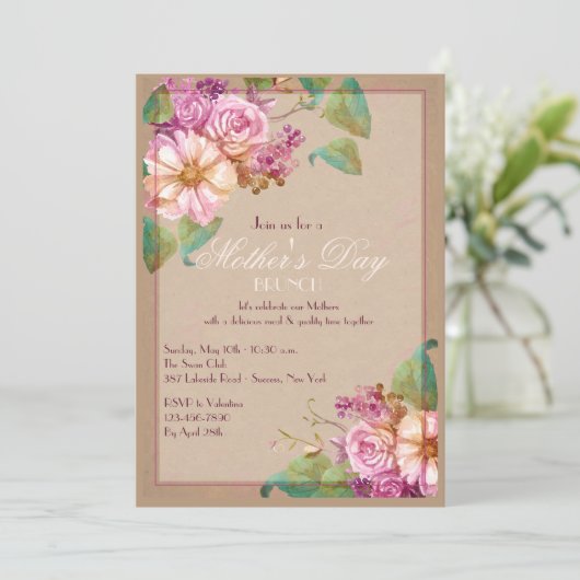 Invitation Berries et fleurs (Debout devant)