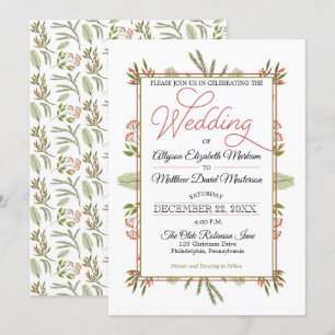 Invitation Berries et Pine d'hiver Verdure Mariage de vacance