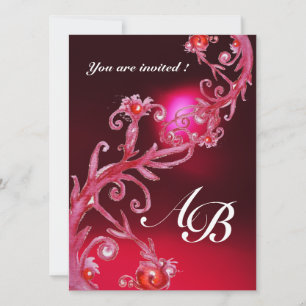 Invitation BERRIES MAGIQUES 4, Bourgogne rouge MONOGRAM