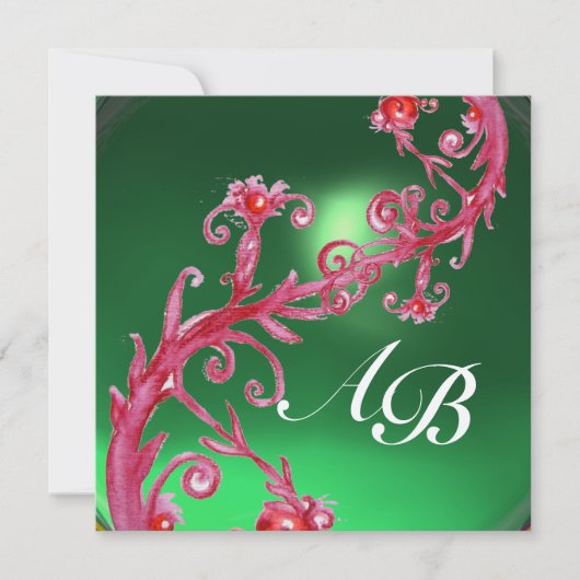 Invitation BERRIES MAGIQUES 4,MONOGRAM champagne de jade roug (Devant)