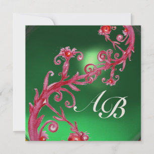 Invitation BERRIES MAGIQUES 4,MONOGRAM champagne de jade roug
