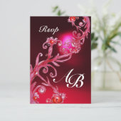 Invitation BERRIES MAGIQUES 4, MONOGRAM rouge bordeaux rsvp (Debout devant)