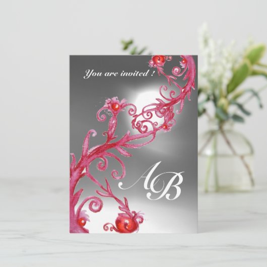 Invitation BERRIES MAGIQUES 4,MONOGRAM rouge cristal blanc (Debout devant)