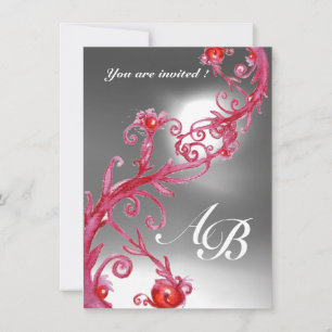 Invitation BERRIES MAGIQUES 4,MONOGRAM rouge cristal blanc
