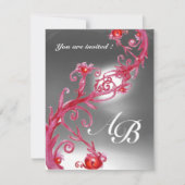 Invitation BERRIES MAGIQUES 4,MONOGRAM rouge cristal blanc (Devant)