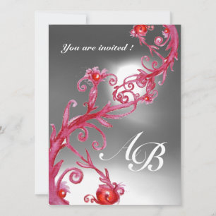 Invitation BERRIES MAGIQUES 4,MONOGRAM rouge cristal blanc