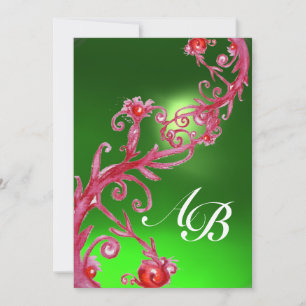 Invitation BERRIES MAGIQUES, Émeraude rouge MONOGRAM