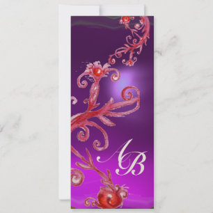 Invitation BERRIES MAGIQUES MONOGRAM champagne blanc violet