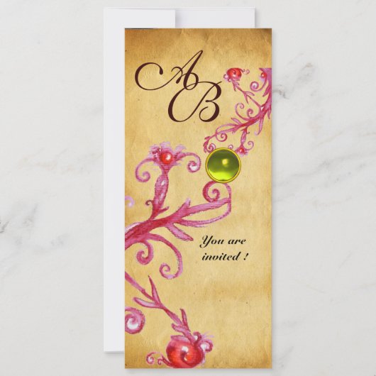 Invitation BERRIES MAGIQUES MONOGRAM parchemin gem jaune (Devant)