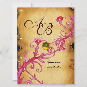 Invitation BERRIES MAGIQUES MONOGRAM Parchemin topaz jaune