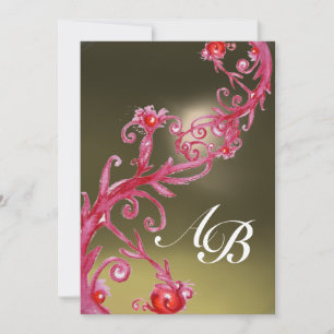 Invitation BERRIES MAGIQUES MONOGRAM rouge violet gris blanc