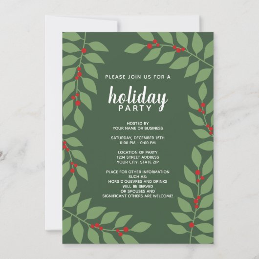 Invitation Berries modernes eucalyptus branches Fête (Devant)