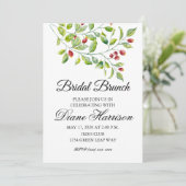 Invitation Berries roses et Wedding shower de feuillage vert (Debout devant)