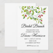 Invitation Berries roses et Wedding shower de feuillage vert (Devant / Derrière)