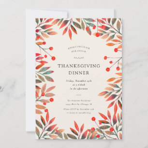 Invitation Berries rouges et feuilles d'automne Dîner d'actio