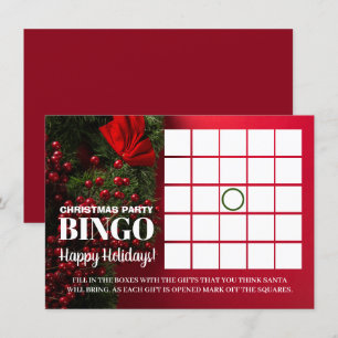 Invitation Berries rouges & Mistletoe, Bingo de fête de Noël