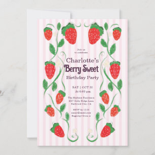 Invitation Berry 1er anniversaire Art Nouveau mignon