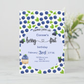 Invitation Berry 1er anniversaire de bleuets (Debout devant)