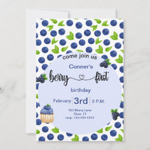 Invitation Berry 1er anniversaire de bleuets