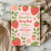 Invitation Berry 1er anniversaire Fête de fraises