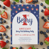 Invitation Berry 1er Anniversaire Fraise Bleu bleuet fraise