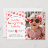 Invitation Berry 1er anniversaire Fraise photo (Devant)