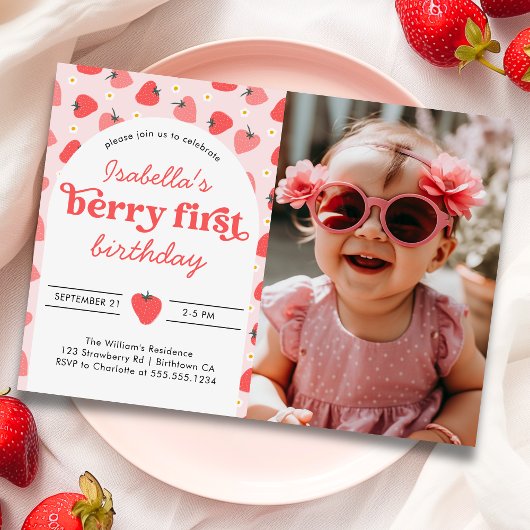 Invitation Berry 1er anniversaire Fraise photo