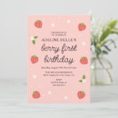 Invitation Berry 1er Anniversaire Fraise Première fête d'anni (Debout devant)
