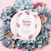 Invitation Berry 1er Anniversaire Fraise Première fête d'anni