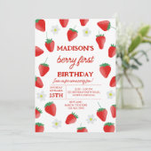 Invitation Berry 1er Anniversaire Fraise Turner One (Debout devant)