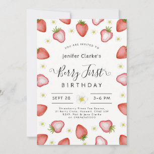 Invitation Berry 1er anniversaire invitation, Fille premier a