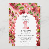 Invitation Berry 1er anniversaire moderne (Devant / Derrière)