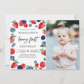 Invitation Berry 1ère framboise framboise Anniversaire (Devant)