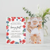 Invitation Berry 1ère framboise framboise Anniversaire (Debout devant)