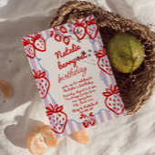 Invitation Berry 1st Hand Drawberry Girl Fun Anniversaire