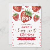 Invitation Berry 4th Birth Watercolor (Devant)